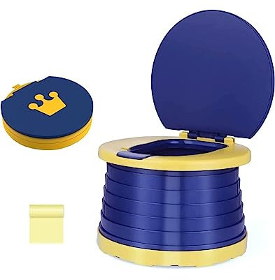My Phoenix Travel Potty Portable Potty for Toddlers 2 in 1 Foldable Kids Training Toilet Seat for Boys Girls Baby Carry Potty Childrens Car Potty Chair for Camping Parks Indoor Outdoor (Blue)