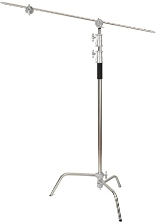 Lfhelper Schwerlast Lichtstativ Licht Reflektor C Stativ C-förmiger Ständer 149-330cm verstellbar, 100% Edelstahl mit 127cm Galgenarm Boom Arm für Fotostudio Aufnahmestudio Softboxen Regenschirm