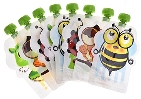 8 Pochette Alimentaire Réutilisable Bebe, Double Fermeture Éclair Squeeze Des Aliments Fait Maison Sac BPA-Free Gourde Compote Reutilisable Pour Bébé nt s Compotes Et Purées,150 l