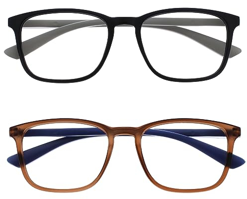 OPULIZE Max Lesebrille 2er Pack - Klassische große rechteckige Fassung - Brillen in mattem Schwarz und Braun - Herren Damen Unisex - RR78-12 - +3,00
