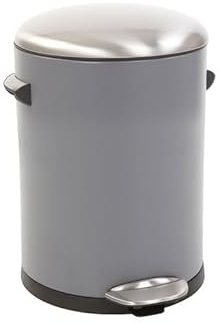 PROREGAL Retro Treteimer mit markanten Griffen und Kugelkappe | 5 Liter, HxØ 30x20,5cm | Kunststoff-Inneneimer | Grau