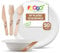 FOOGO Green 250pcs Disposable Sugarcane Fibre Paper Plates, Bowls and Wooden Cutlery Set, FSC® Certified, 50x Large Round Plates, 50x Bowls, 50x Forks 50x Knives 50x Spoons, Strong Paper Plates