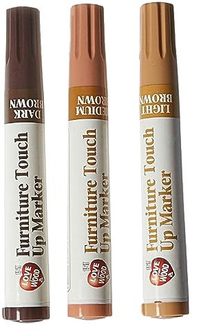 Pack of 3 Furniture Touch Up Markers Kit Set Ideal for Magic Repair Scratch Cover Floor Desk Cover Ups Wood Stains Moulding Repair Light Medium Dark Brown