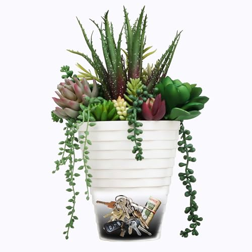 hualayou Hide A Key Outdoor-Blumentopf, Umleitungssicher, geheim, verstecktes Spardose, Fach, groß, niedlich, wasserdicht, Schlüsselversteck, Aufbewahrung, versteckt die Wertsachen im Inneren der
