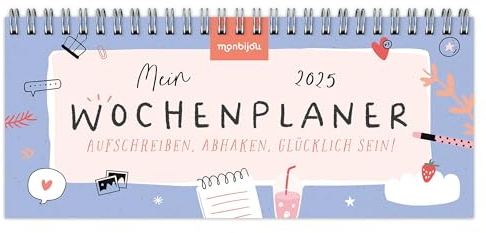 Mein Wochenplaner 2025 - Aufschreiben, abhaken, glücklich sein!: Tischkalender zum Aufstellen (monbijou)