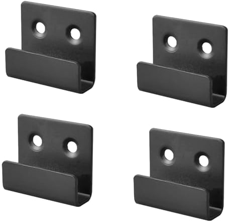 Leliafleury 4Pcs Ceramic Tile Display Bracket Stainless Steel Wall Hooks Flat J Hooks Black Picture Hanger Brackets for Home Kitchen Bathroom (Inner Width 15mm)