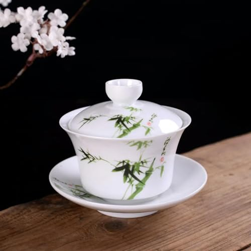 HGYEDA Peint à la Main Bleu et Blanc Porcelaine gaiwan thé soupière Chinois en céramique Bol à thé Ensemble Bol Couvert
