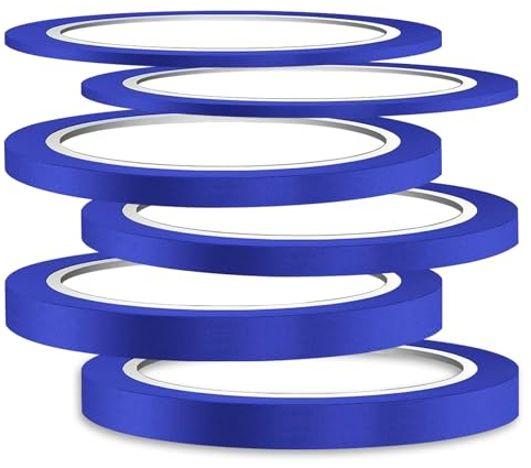 6 Rouleaux Ruban Adhésif Couleur, 3/7/12 mm Large Ruban de Masquage Fine Line Ruban de Peintre for Automobile Voiture École Bureau Projets de Bricolage (Bleu)