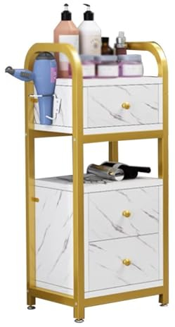 Schönheitssalon-Trolley, Aufbewahrungswagen, rollender Friseurwagen auf Rädern, mobiler Friseurschrank für Friseursalons, Friseurstationen, Aufbewahrungsschrank, 3 Schubladen (A 40 x 30 x 80 cm)
