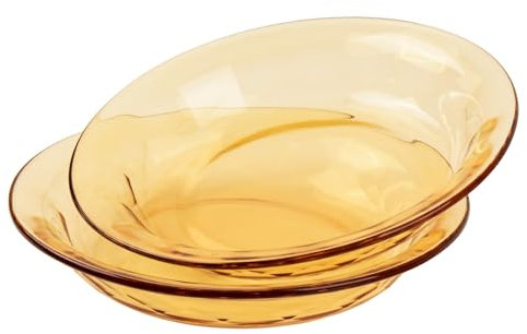 BEVIEVER 2 Pack Glass Plate 19 cm Amber Durable Glass Plate, Dinner Bowl for Salad and Fruit, High Temperature Resistant Glass Bowl, Dishwasher Safe