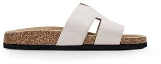 BOSANOVA Sandalias de Mujer Planas confeccionadas en Ante Beige con Detalle de Pala Delantera con Aperturas y Suela Bio de Corcho de 2.5 cm. Sin Cierre. Calzado para Mujer Beige 38