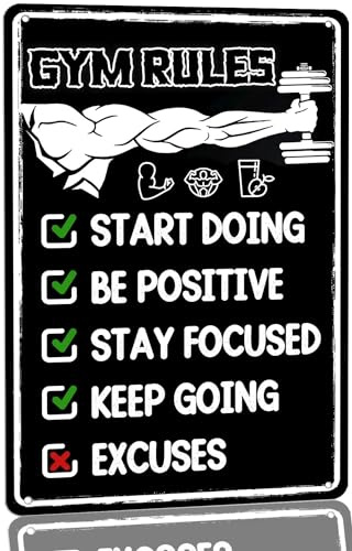 KanaAt Targa in metallo vintage con citazione motivazionale da appendere con regole della palestra e allenamento – Cartello da appendere per uomo, grotta, palestra, stanza, casa, decorazione da