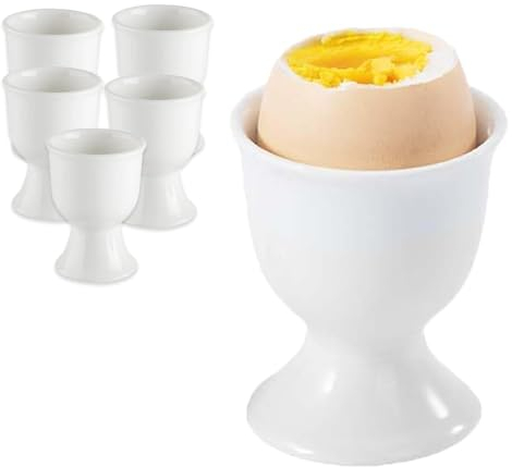 GANILITY Eierbecher Set aus Porzellan, 6er Eierbecher Weiss Porzellan, Eierhalter Stapelbar, 7 x 5,2 cm Eierbecher Weiß Porzellan, Für Jeden Frühstückstisch,Buffet Hart und Weichgekochten Eiern, Weiß