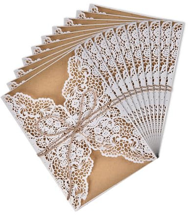 Semazz Wedding Hochzeit EinladungsKarten,10er Pack Retro Hochzeitseinladung Laser Geschnitten mit Leeren Kraftpapier Innenbögen,Umschlag Juteschnur Handgefertigte Vintage Karte für Hochzeit