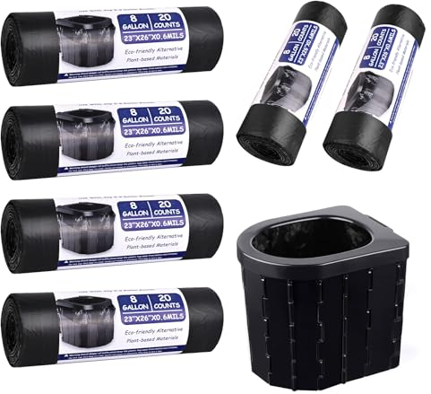 120 pièces Sac Toilette Seche, 30L Noir Sacs de Toilette Camping Biodégradables, étanches Sacs Toilettes de Portable, pour Camping, Voyage, Maison