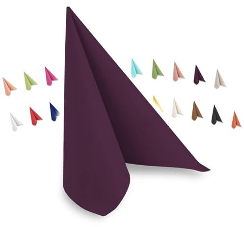 Hypafol Airlaid-Serviette Pflaume | 50 St. | unterschiedliche Farben für jeden Anlass | 40 x 40 cm | abgestimmt auf Einrichtung & Dekoration | für Gastronomie und Zuhause
