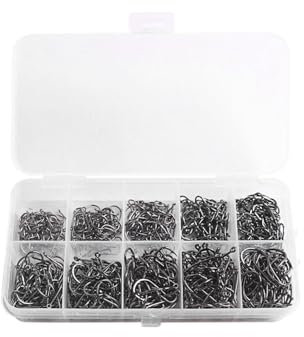 KGDUYC Amo da Pesca, 600 Pz Ami da Pesca in 10 Dimensioni, Amo da Pesca Occhiello, Ganci Spinato, Ami da Pesca in Acciaio al Carbonio con Scatola di Plastica, 3# - 12#