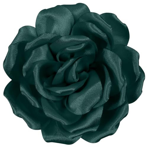 Mecool Broche de rosa grande para corte de pelo, pinza para el pelo para niñas, accesorios de fiesta de boda, color verde oscuro