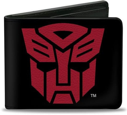 Buckle-Down Transformers Bifold Wallet | Transformers Autobot Shield Black Red Billfold Credit Card and ID Slots Vegan Leather