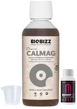 GROWMANIA Cal Mag di BioBizz 250 ml + Campione Boost Up di Up Nutrients + Misurino | Supplemento di Calcio e Magnesio | Per Piccole Piantagioni e Coltivazioni in Vasi