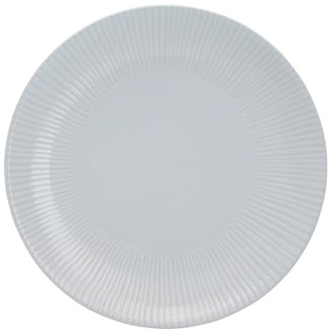 Ritzenhoff & Breker Banda Speiseteller, 27 cm, Runder Essteller mit Streifen-Relief, Minimalistisches Geschirr in Coupe-Form, Spülmaschinenfest, Steingut, Weiß