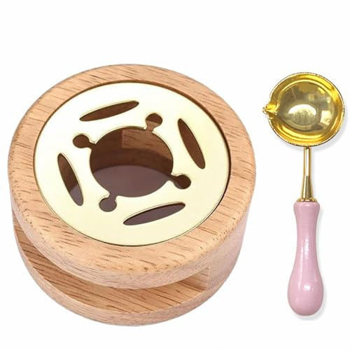 Calentador de Sellos de Cera, Kit de Cera Para Horno de Fusión, Sellos de Lacre Horno, Sello Lacre Kit, para Sellar Sobres, Invitación de Boda, Embalaje de Regalo (Madera)