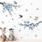 2 PCS Wall Stickers for Bedrooms, Watercolor Blue Flower Branch Wall Decals with 1Pcs Scraper,Flower Wall Stickers 90 * 28.5cm Suitable for Bedroom Living Room Sofa TV Background Decoration