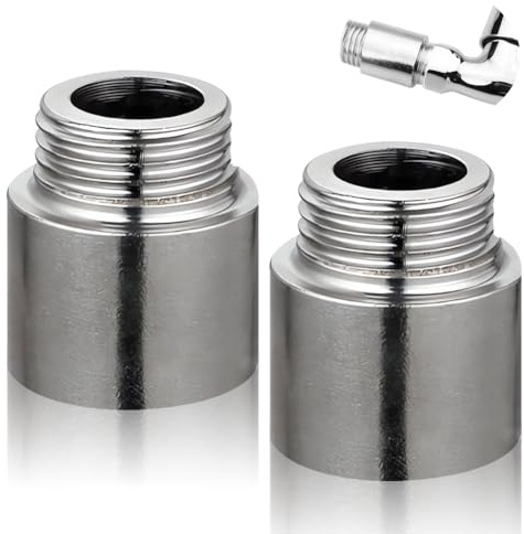 2 pieces stainless steel tap extension 3/4 inch x 25 mm, 3/4 inch female x 3/4 inch male thread