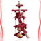 Abaseen 170cm Cat Tree Tower | Multilevel Climbing House with Condos & Ladder | Cat Activity Centre with Scratching Posts | Indoor Furniture for Large & Small Cats (Red)
