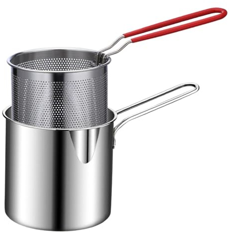 Mini friggitrice Pot – piccola friggitrice, pentola da cucina, friggitrice a risparmio di olio in stile giapponese, friggitrice per gambe di pollo, patatine di pesce essiccate per una superficie di