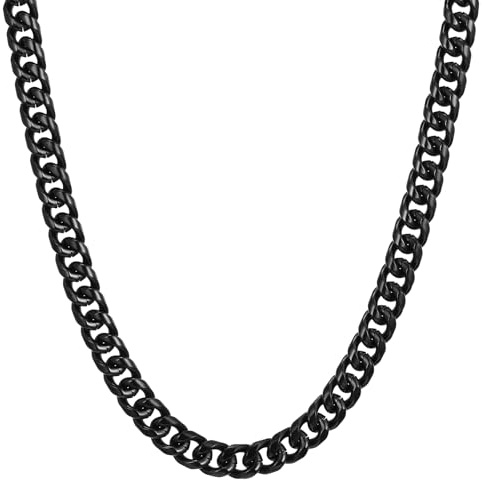 RWQIAN Kette Herren Panzerkette 3mm-9mm Breit Männer Edelstahl Silber/Gold/Schwarz Panzerkette Halskette Gliederkette 14K Gold Vergoldet Klassische Link Chain Länge 45-65cm Geschenk für Damen Männer