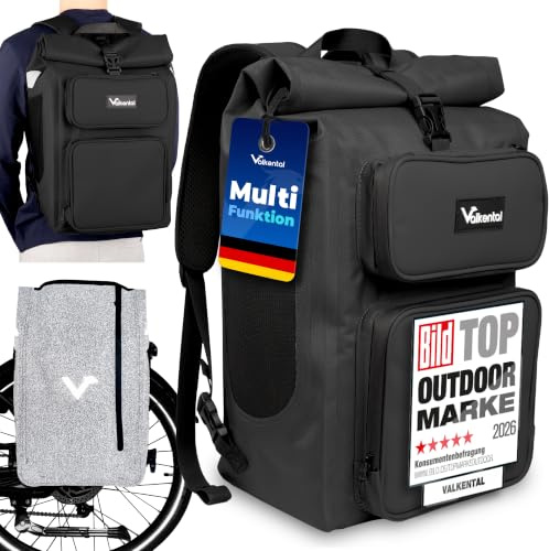 Valkental UrbanX 2in1 Fahrradtasche & Rucksack, 28L | 28L Volumen, wasserdicht, abschließbare Befestigung, elegant als Gepäckträgertasche & Rucksack, geprüfte Qualität