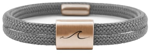 GIPFELWELLE Handgemachtes Segeltau Armband 4 mm, Magnetverschluss, Edelstahl mit Gravur, Paracord Makramee Armkette, Damen Herren