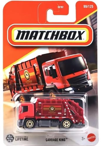 Matchbox Garbage King Dump Truck [Red] 99/125, 1:64 Scale Diecast Toy Vehicle