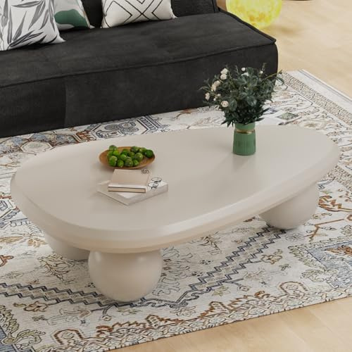 JHKZUDG Cloud-Couchtisch, Moderner Weißer Couchtisch, (Wassertropfen) | Niedriger Mitteltisch Mit 3 Kugelbeinen, Hübscher Unregelmäßiger Akzenttisch, Teetisch Für Wohnzimmer Den Innenbereich