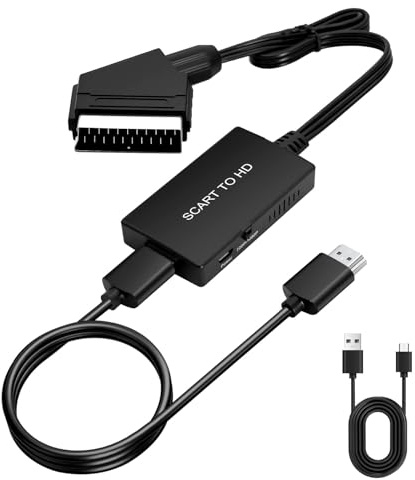 Hycago Adattatore da Scart a HDTV, Convertitore video/audio HD 1080P con cavo HDTV, STB, VHS, Sky, DVD