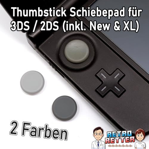 RetroRetter Thumbstick - Hellgrau - für Nintendo 3DS / New 3DS / 3DS XL/New 3DS XL / 2DS - Kappe Cap Analog Stick Joystick Knopf Schiebepad Controller