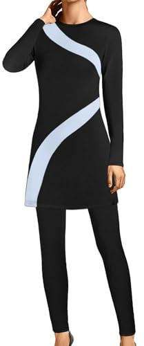 Modest Swimwear Women Muslim Islamic Full Body Long Sleeve Floral Zipper Top Pants Hijab Burkini Swimming Costume Muslim Swimwear Women Modest Swimsuit Beachwear Islamic Swimming Clothes for Girls