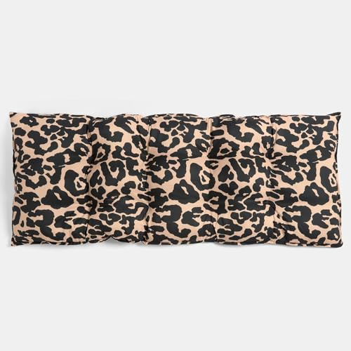 OHS Leopard Print Bench Cushion, 2 Seater Garden Bench Cushion Seat Pad for Patio Kitchen Garden Furniture Cushions Soft Waterproof Comfy Dining Bench Indoor Outdoor Cushions