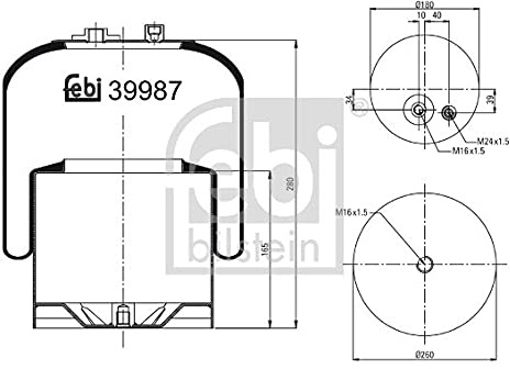 febi bilstein 39987 Air Spring with steel piston, pack of one