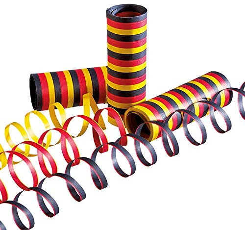 54 Luftschlangen * DEUTSCHLAND * // schwer entflammbar // 3 Rollen a 18 Schlangen Mottoparty Party Geburtstag Feier Fete 3 Rollen Deko Motto Germany BRD Schwarz rot gold gelb WM Weltmeisterschaft 2014