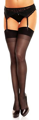 GLAMORY Damen Strapsstrümpfe Perfect 20 DEN, Schwarz (Schwarz), Large (Herstellergröße: L-(44-46))