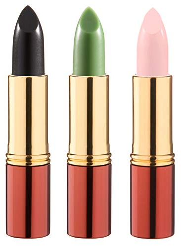 IKOS Lippenstift 3er Set: der denkende Lippenstift weiß/perlmuttrosa + grün/nachtrosa + schwarz/kirschrot