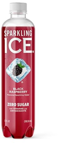 Sparkling Ice, Black Raspberry Sparkling Water, Zero Sugar Flavored Water, with Antioxidants and Vitamins, 17 fl oz Bottle