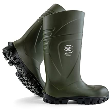 Bekina Steplite X S5 Robuste Sicherheitsstiefel für Herren und Damen mit Stahlkappe und Stahlsohle, rutschfest, Weite Passform, Wasser- und schlammundurchlässig, bis - 30 Grad, grün, EU 38