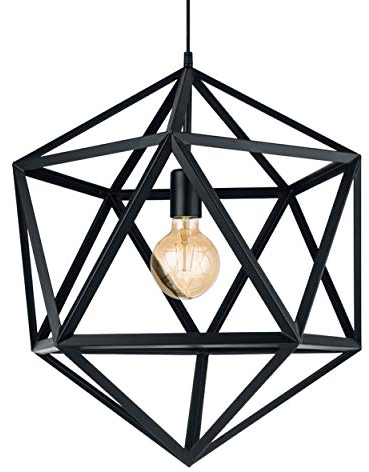EGLO Pendelleuchte Embleton, 1 flammige Hängelampe Industrial, Vintage, Retro, Hängeleuchte aus Stahl in Schwarz, Esstischlampe, Wohnzimmerlampe hängend mit E27 Fassung, Ø 46 cm