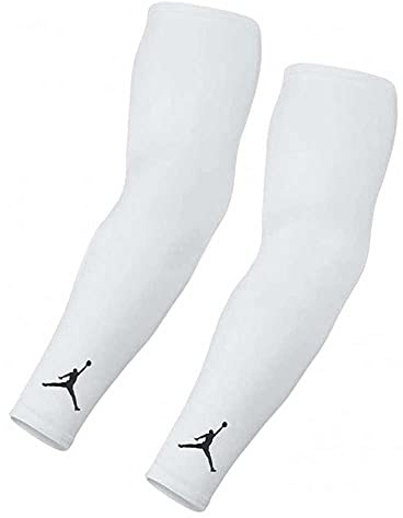 Nike Jordan Shooter Sleeves – Basketball Arm Sleeve – Compression Wristband for Shooting, Training & Performance, White/Black, L/XL