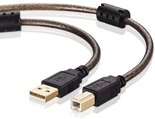 TanQY Printer Cable 10M, USB 2.0 High Speed Gold-Plated Connectors Printer Scanner Cable Cord A Male to B Male (10M, light black)