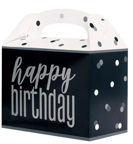 Unique Party 83915 - Glitz Black & Silver Birthday Party Boxes, Pack of 6