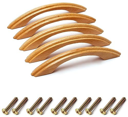 MroMax Holzknäufe, 96 mm Lochabstand 125 mm Länge, für Schrank, Möbel, Küche, Griffe für Kommode, Schublade, Kleiderschrank, 5 Stück
